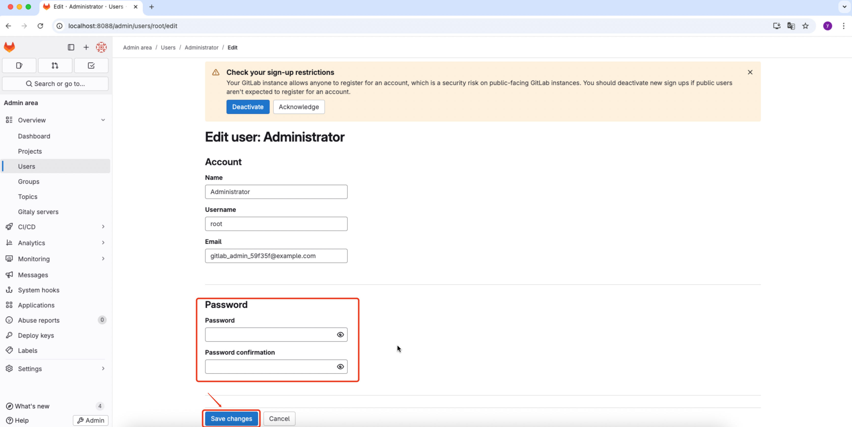 change password